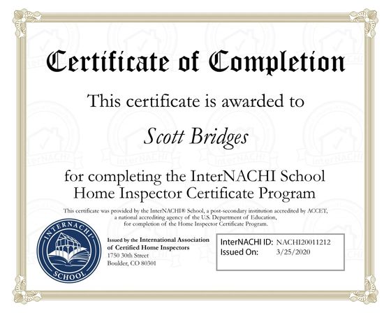 house inspector inspection certificate Maine