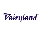 Dairyland logo in purple, a cursive script on a white background.