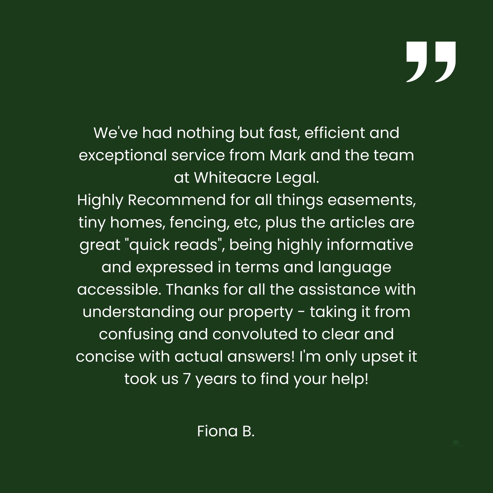 A green background with a quote from fiona b.