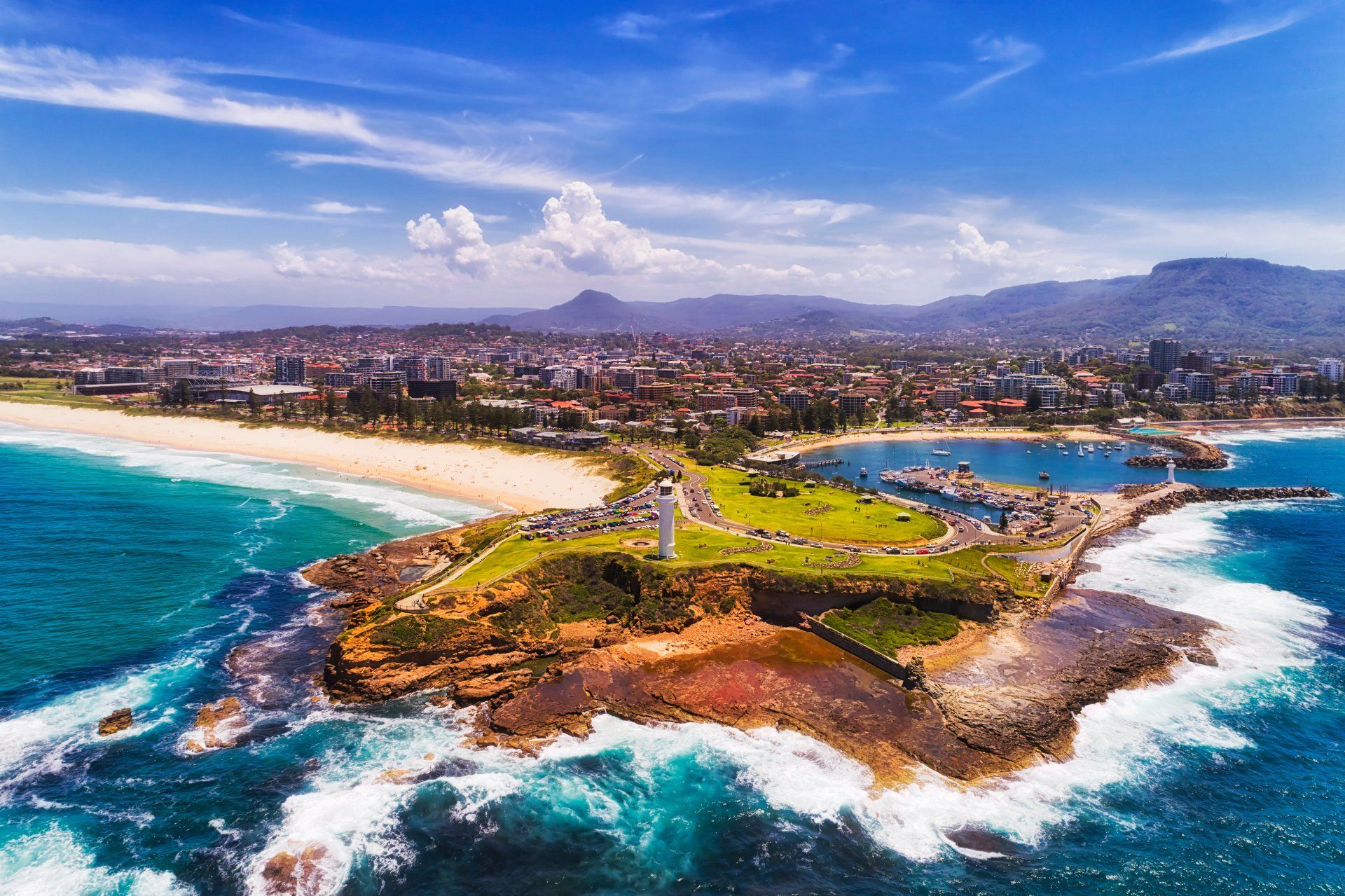aerial view of Wollongong beach
