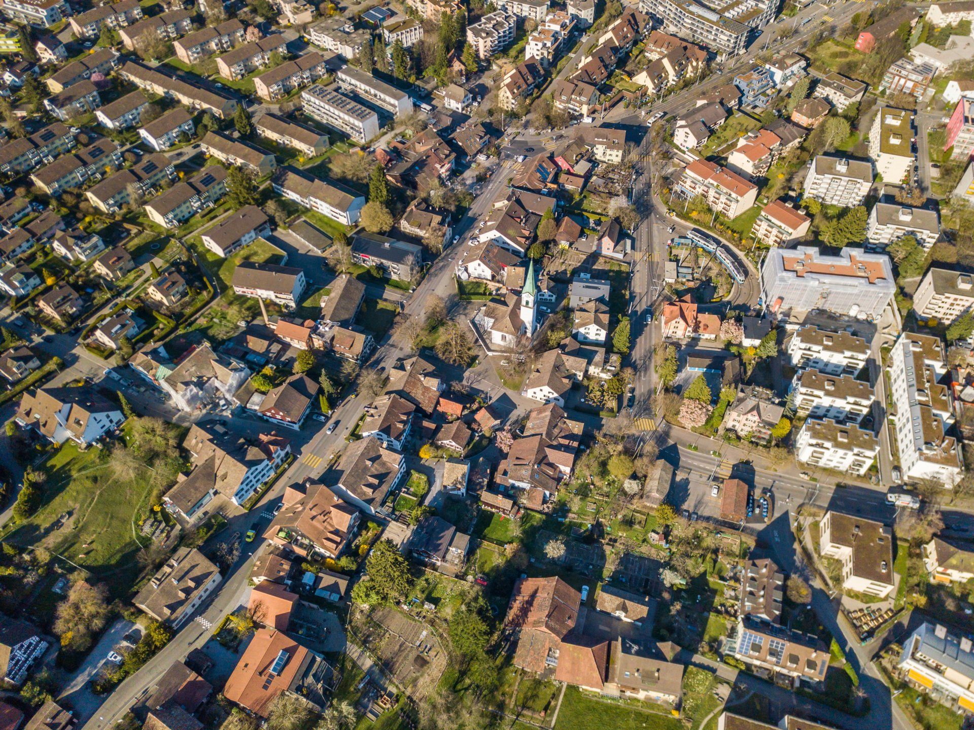 aerial view of a residential neighbourhood