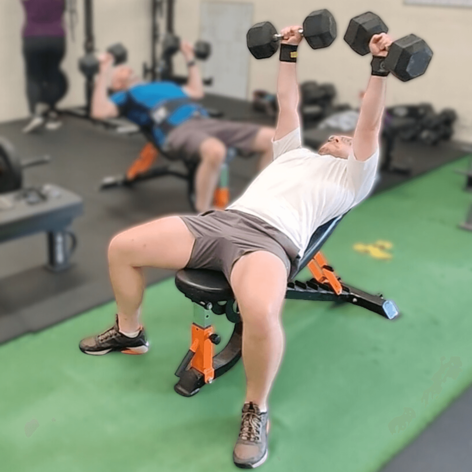 Glasgow Bootcamp member doing incline db bench press
