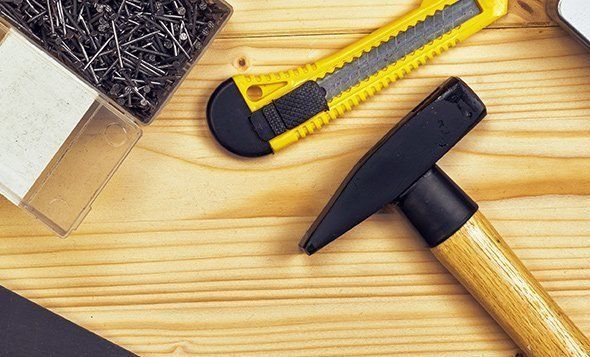 Close up of various tool used in carpentry and repairs.