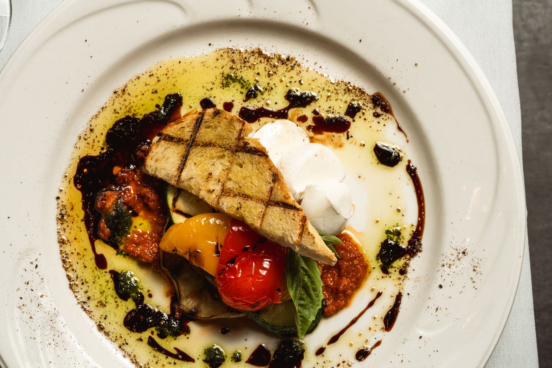 A close up of a plate of food on a table