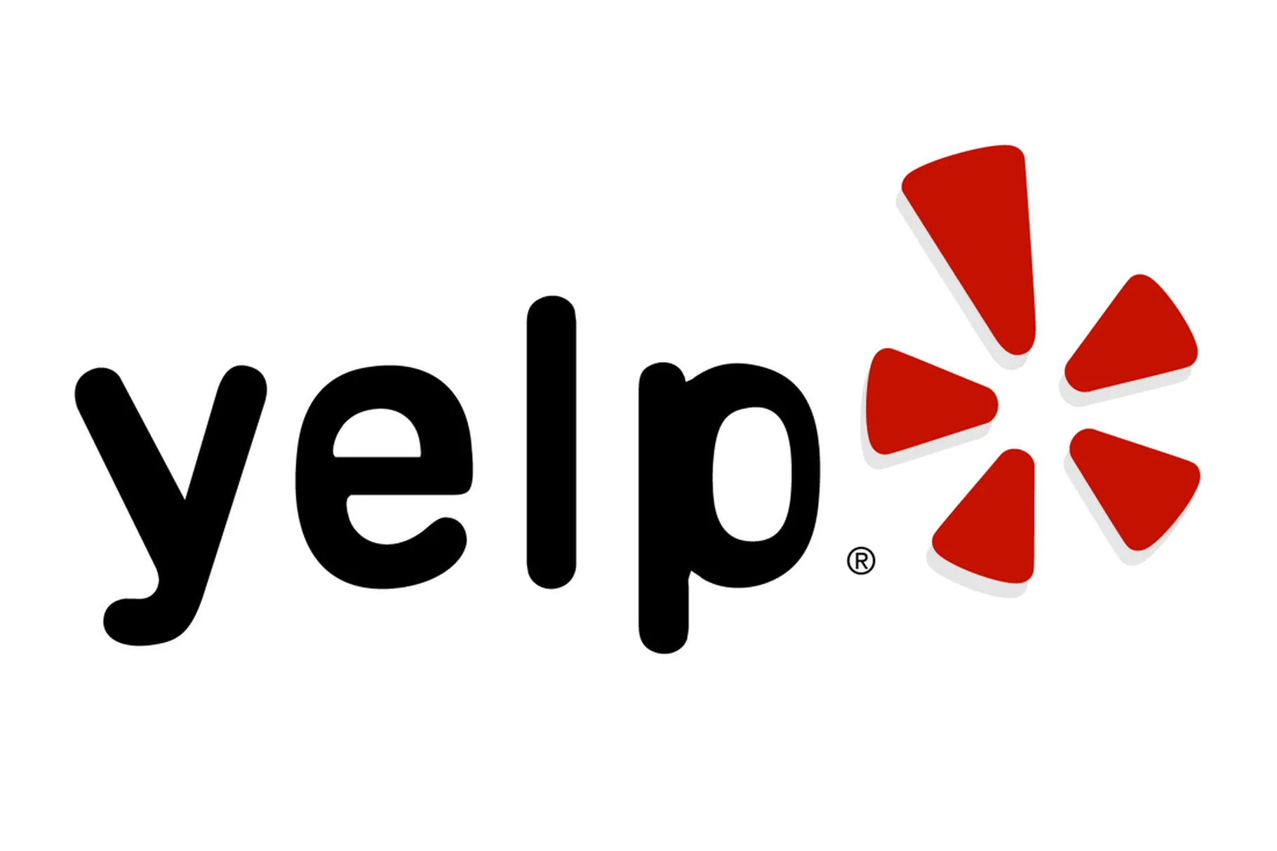 A yelp logo with a red star on a white background