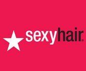 The logo for sexy hair with a white star on a red background.
