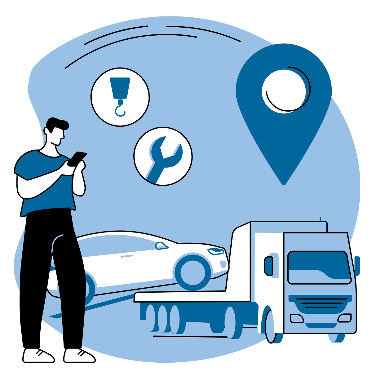 towing and roadside assistance illustration