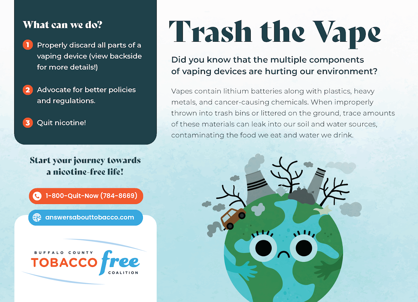 A poster that says trash the vape on it