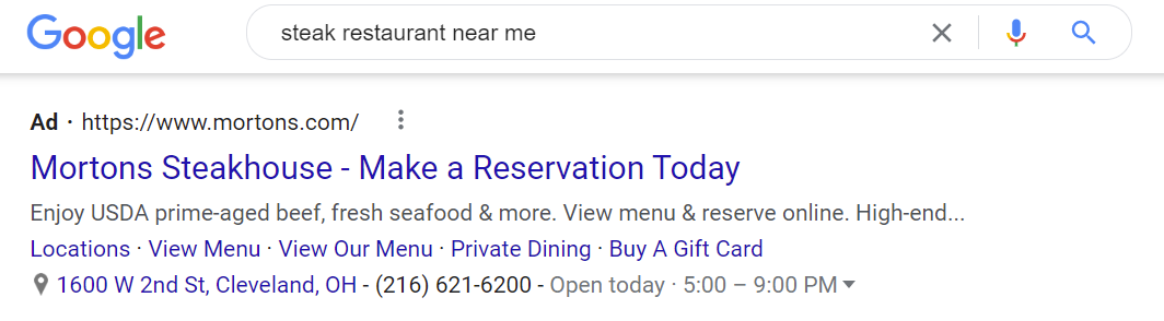 google search ads example