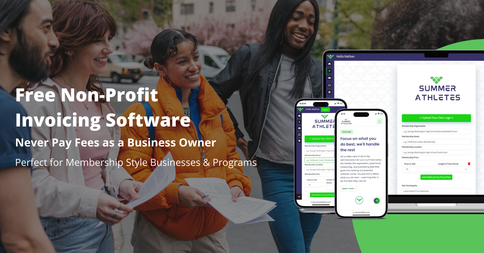 A group of people are standing next to each other on a sidewalk.