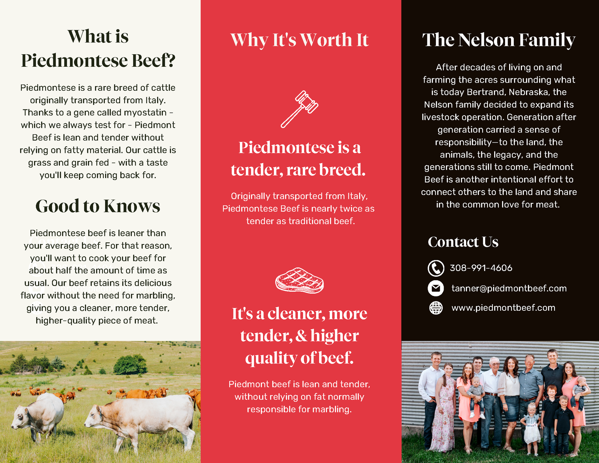 A brochure explaining what is piedmontese beef and why it 's worth it