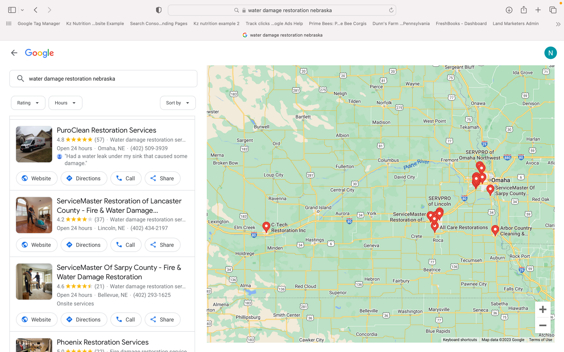 A map of the united states is displayed on a computer screen.