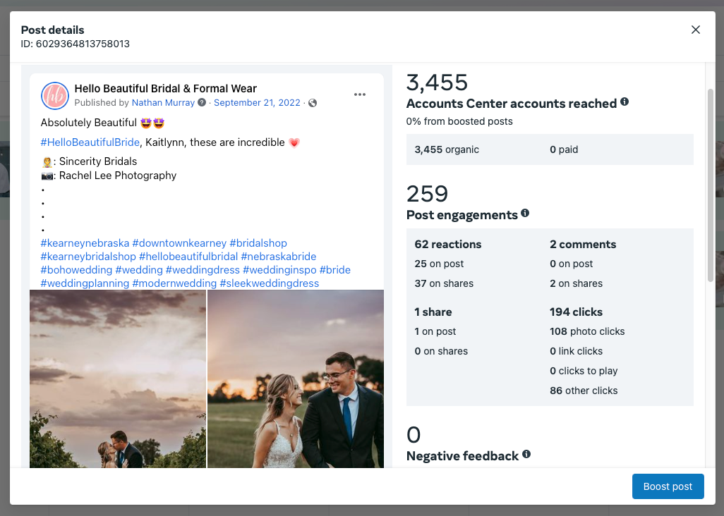 hello beautiful bridal social media marketing post