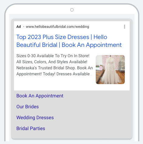 A phone screen shows an ad for top 2023 plus size dresses