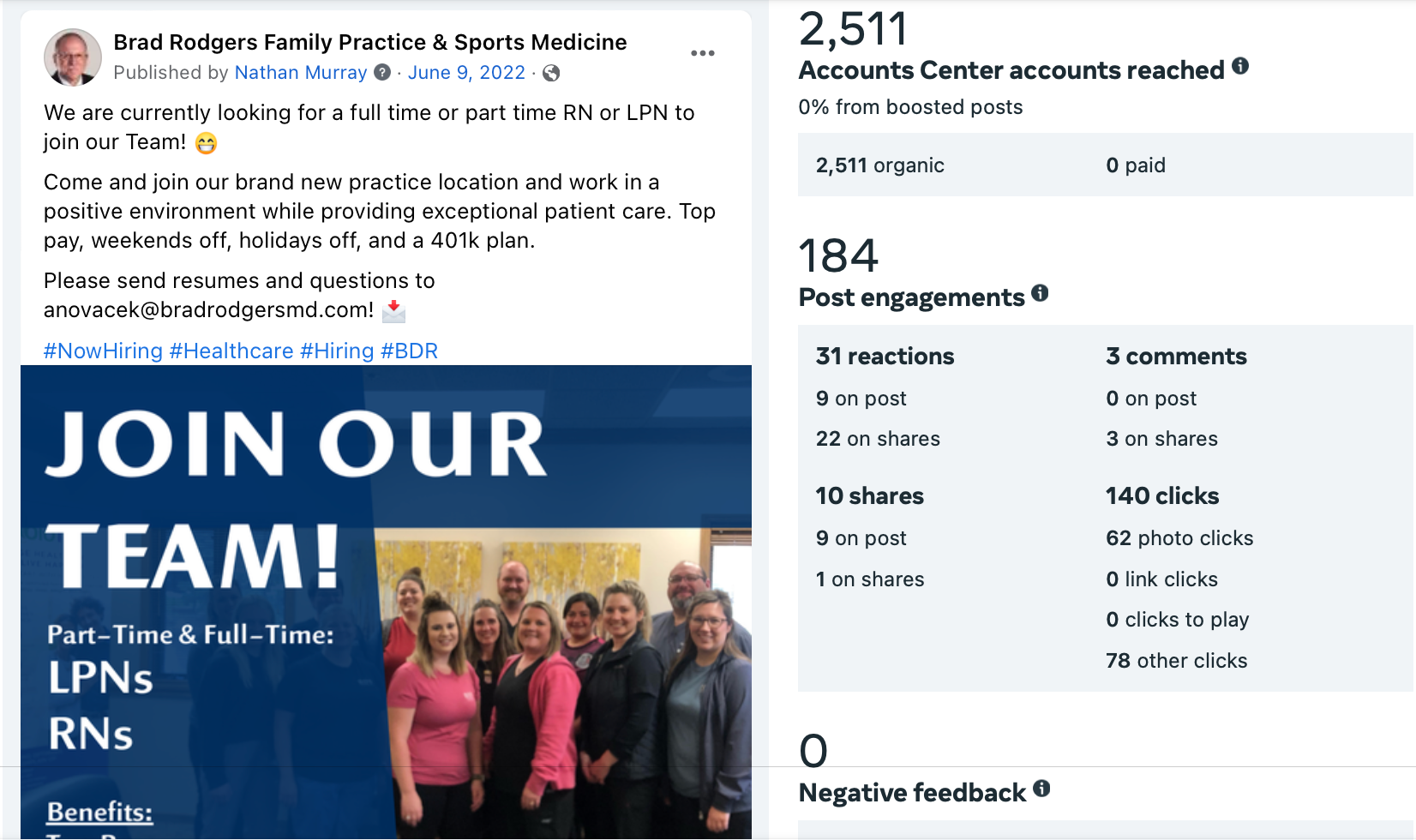 brad Rodgers medical clinic now hiring social media