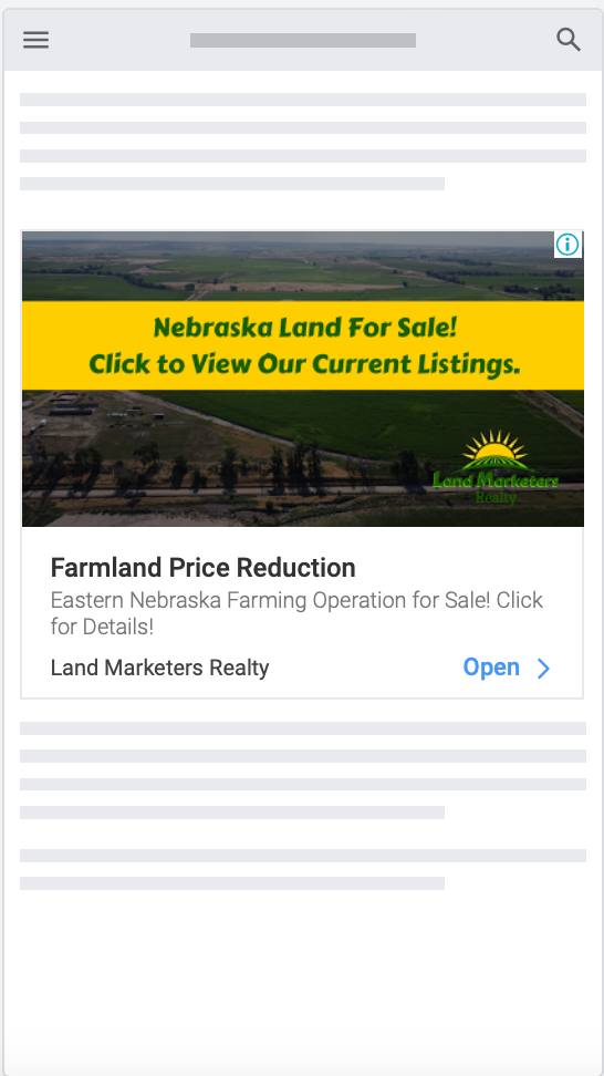 land marketers google search ad mobile