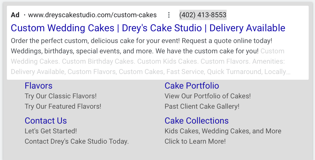 dreys cake studio google ads mobile