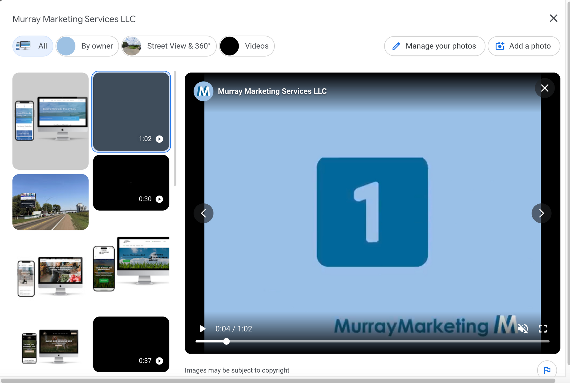 video on murray marketing google business profile