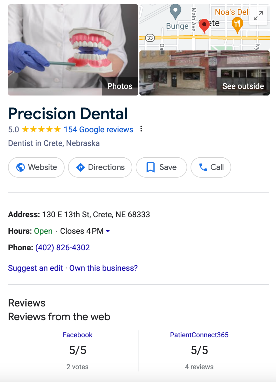 precision dental local listing gbp