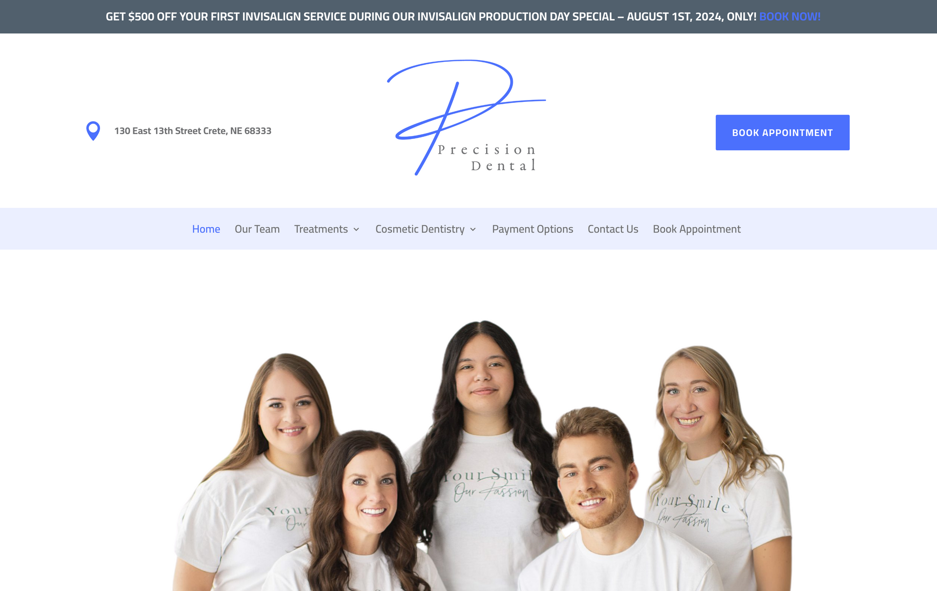 photo of precision dental website