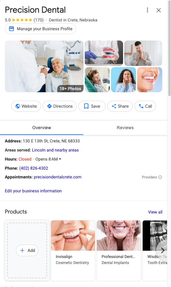 dentist google business profile