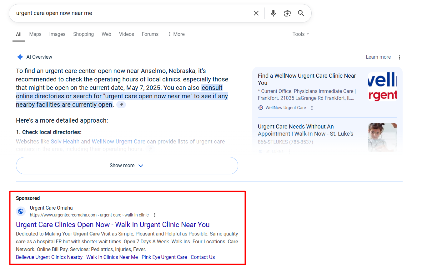 Sample high-intent google search ads for a medical practitioner
