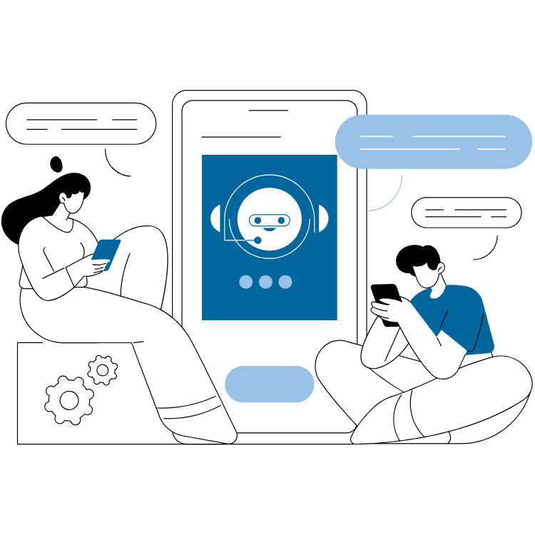 A man and a woman are sitting on the floor looking at their phones.