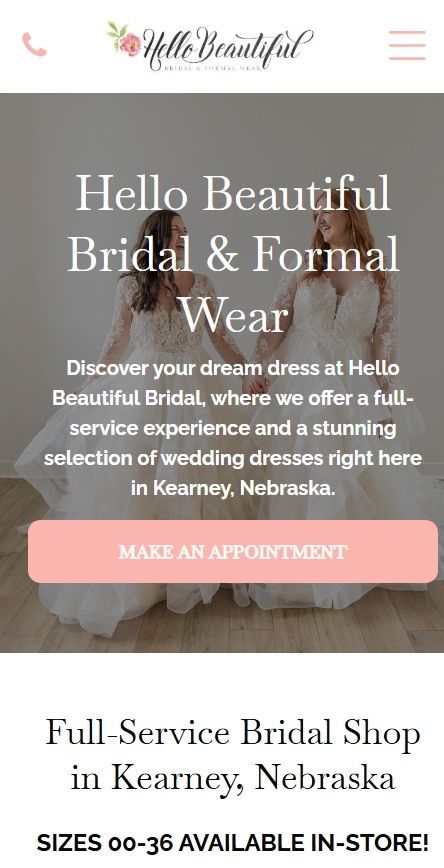 sample modern and mobile-friendly website for bridal shops