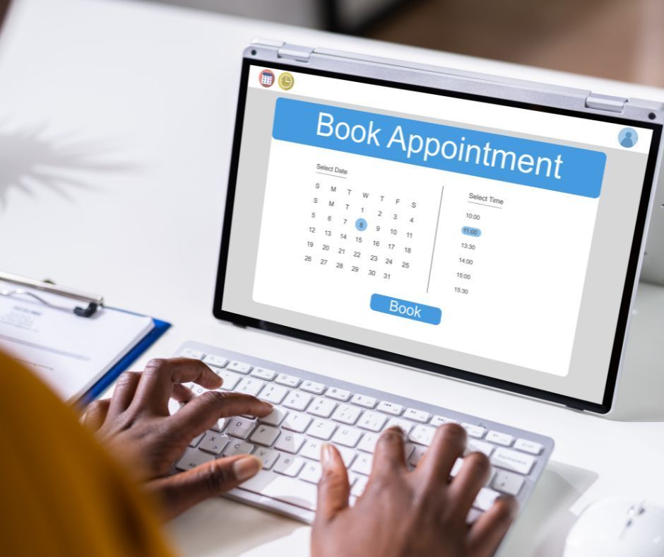 Person booking an appointment online