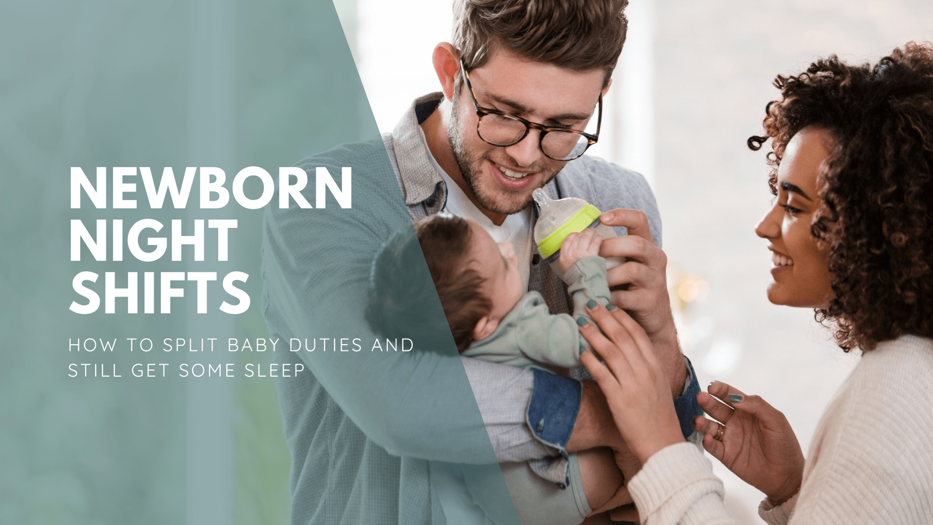 man feeding a newborn baby a bottle while a woman watches