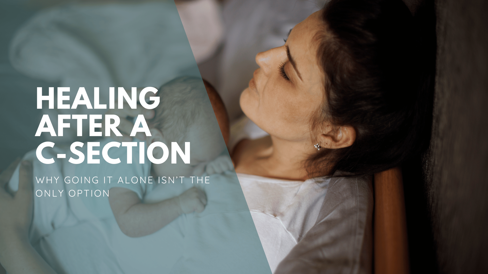 A woman gently cradles her newborn baby while resting in bed, showcasing a tender moment of bonding.