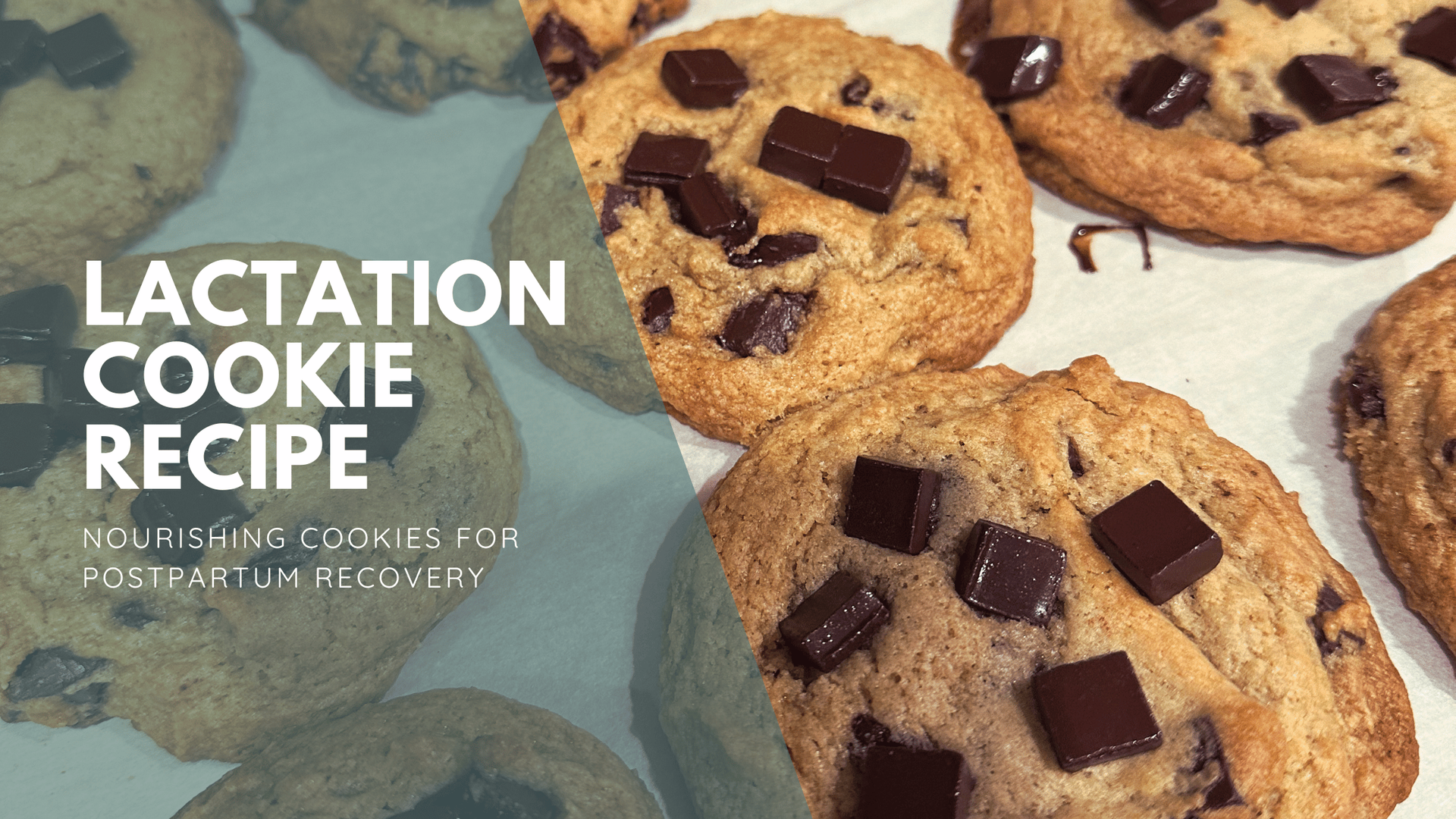 An overhead view of a lactation cookie recipe, showcasing ingredients such as oats, flaxseed, and chocolate.