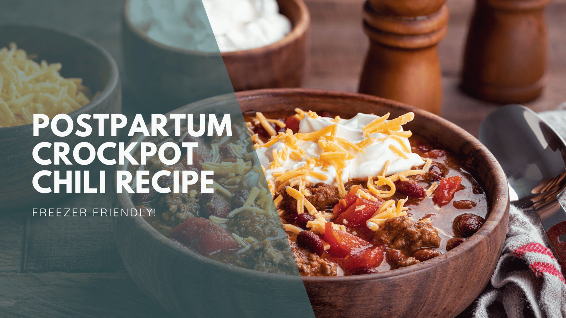 A bowl of hearty postpartum crockpot chili, garnished with cilantro and served with a side of cornbread.