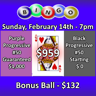 Bingo every Saturday at 7pm - expect for holidays. Join us at St. John XXIII parish.