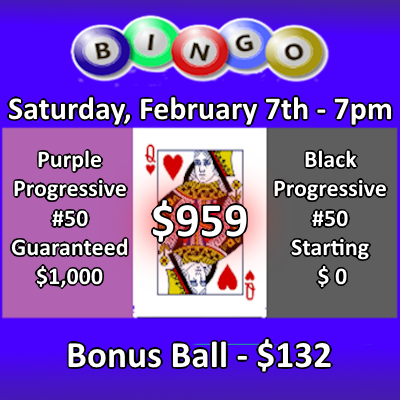 Bingo every Saturday at 7pm - expect for holidays. Join us at St. John XXIII parish.