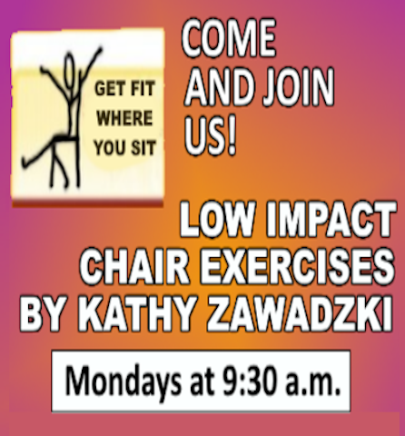 Flyer for Monday's Low Impact Chair Exercises.