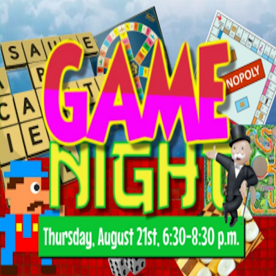 Flyer for Game Night August 21st at St. John XXIII Parish in West Seneca, NY