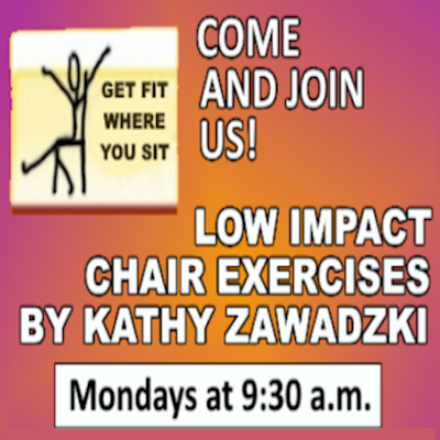 Flyer for Monday's Low Impact Chair Exercises.