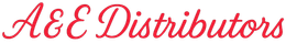 Red script logo reading &ldquo;A&E Distributors&rdquo;