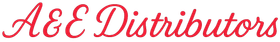 Red script logo reading &ldquo;A&E Distributors&rdquo;