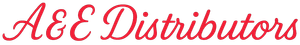 Red script logo reading &ldquo;A&E Distributors&rdquo;
