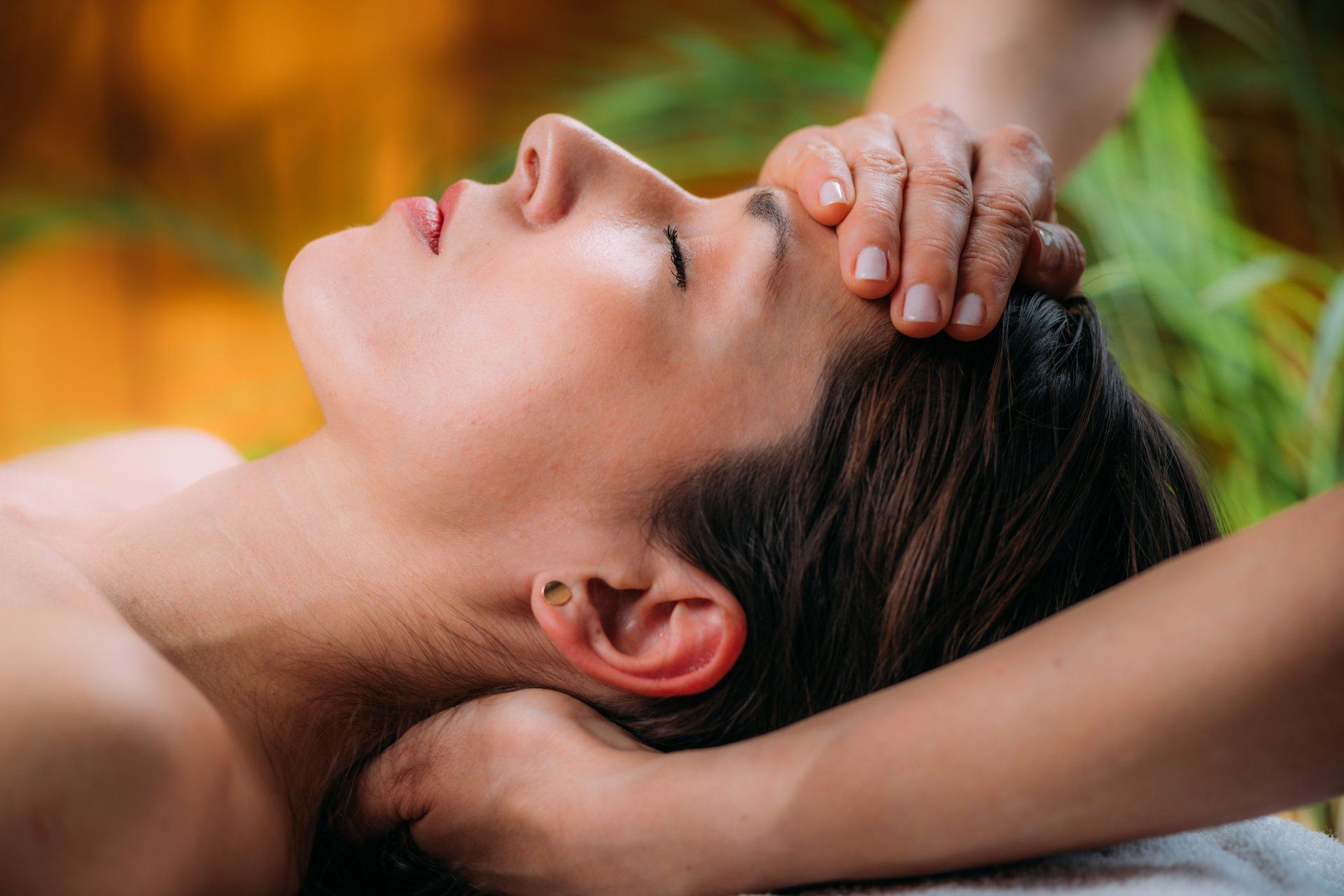 Kopf entspannen bei Massage