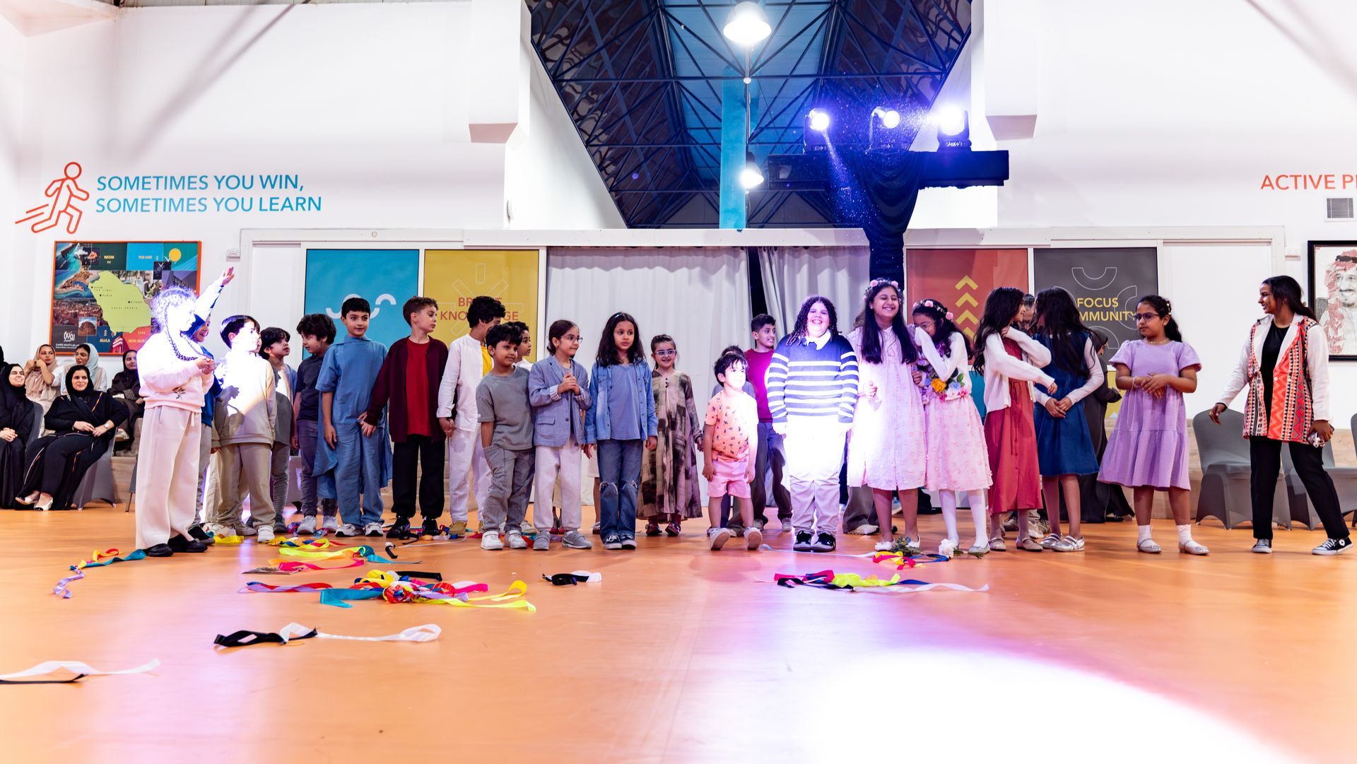 Primary school students performing a drama show at Royat Al-Ebtikar International School in Jeddah