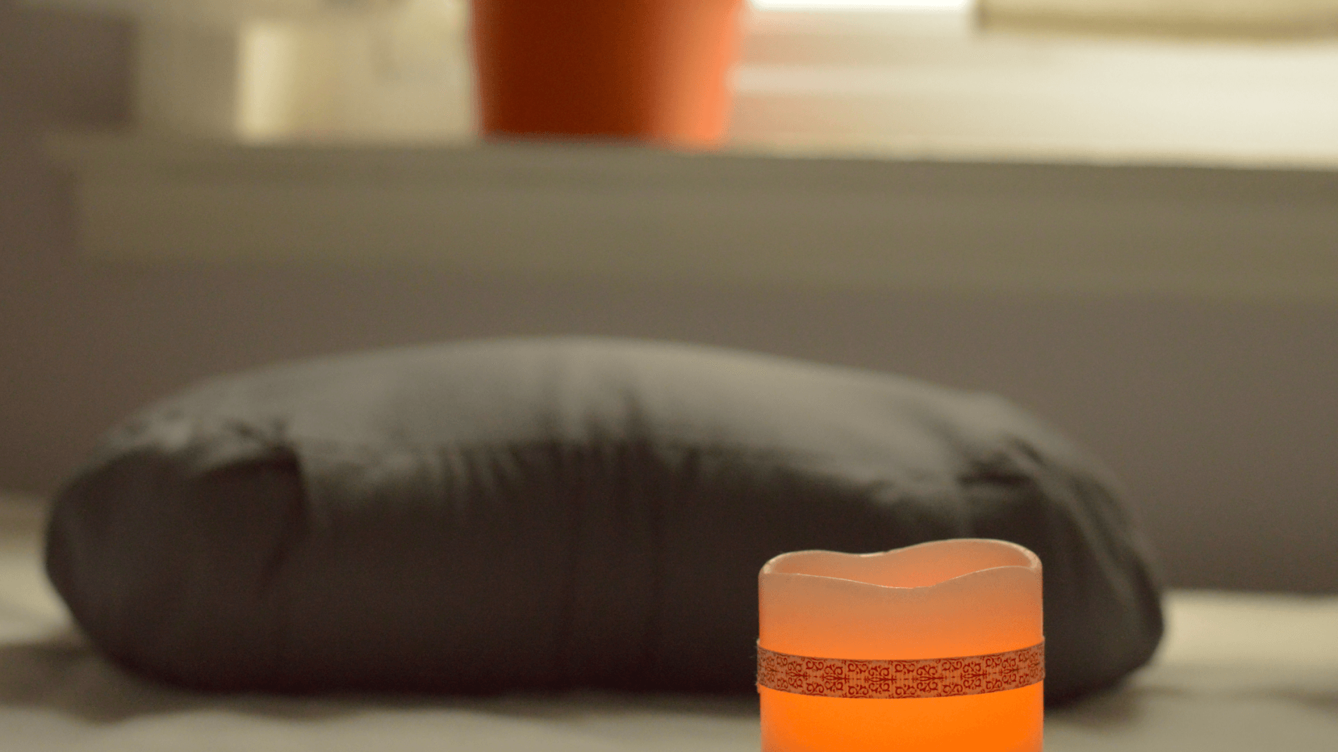 pillow and candle, self-care items