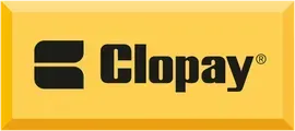 Clopay logo on a yellow background