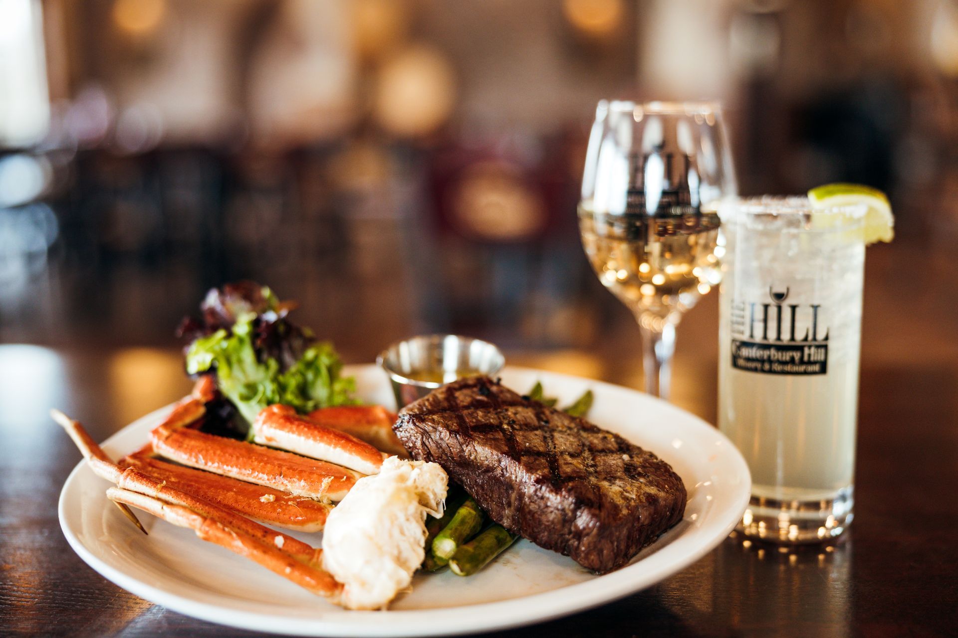 Enjoy a Delicious Meal Like Steak & Crab at Canterbury Hill Winery & Restaurant in Holts Summit, MO.