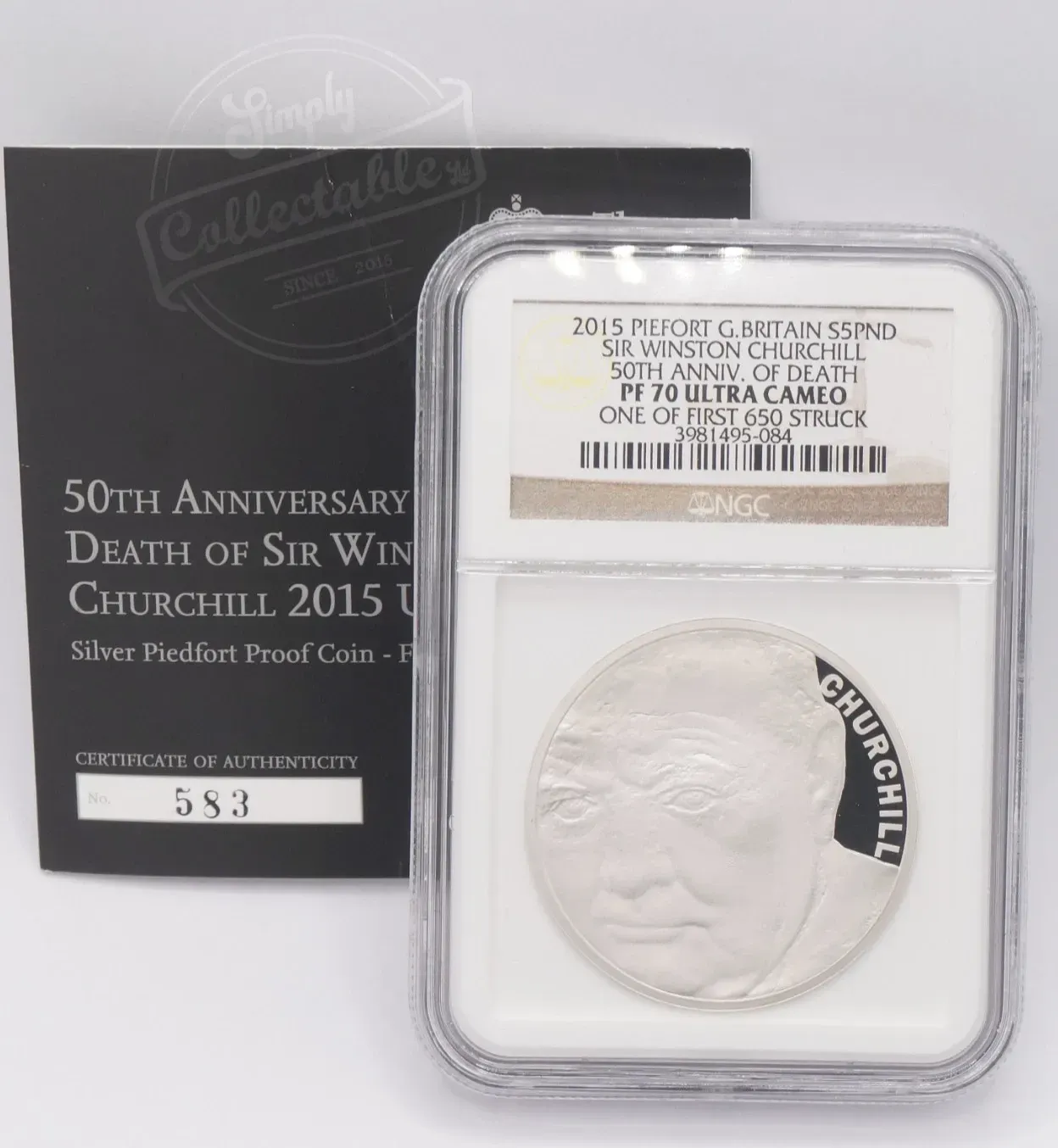 2015 Silver Winston Churchill Piedfort Proof £5 Crown Coin