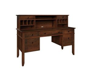 Craftsman Double Pedestal Desk With Hutch Top