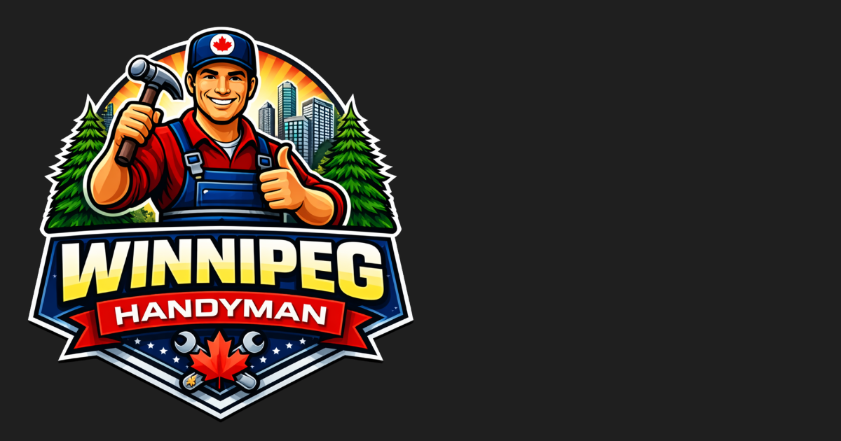 Logo of a Winnipeg Handyman in blue and orange, with text
