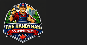 Logo of a Winnipeg Handyman in blue and orange, with text 